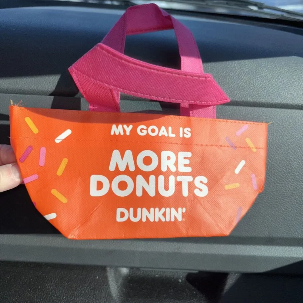 Dunkin Donuts Rare Orange Pink Donuts Gift Bag Collectible Coffee Birthday New